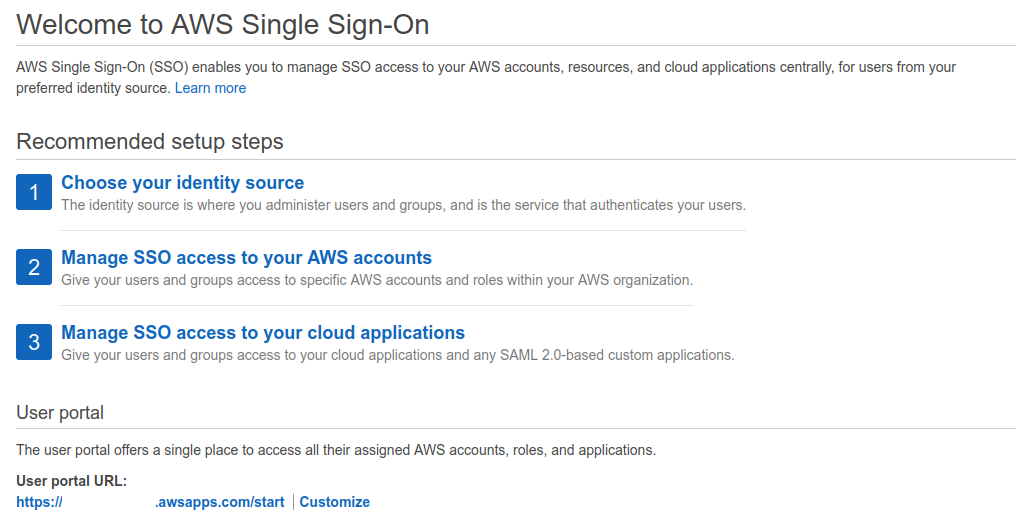 Enable AWS Setup AWS SSO Setup
